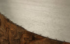 32" White and Natural Iron and Solid Wood Round Drum Coffee Table