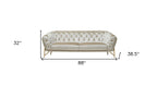 88" Beige Velvet Sofa With Gold Legs