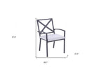 Set of Two Dark Gray Aluminum Outdoor Stacking Dining Chairs with Light Gray Cushion