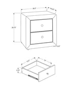 21" Dark Gray Wood Two Drawer Nightstand