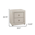 21" Beige Wood Two Drawer Nightstand