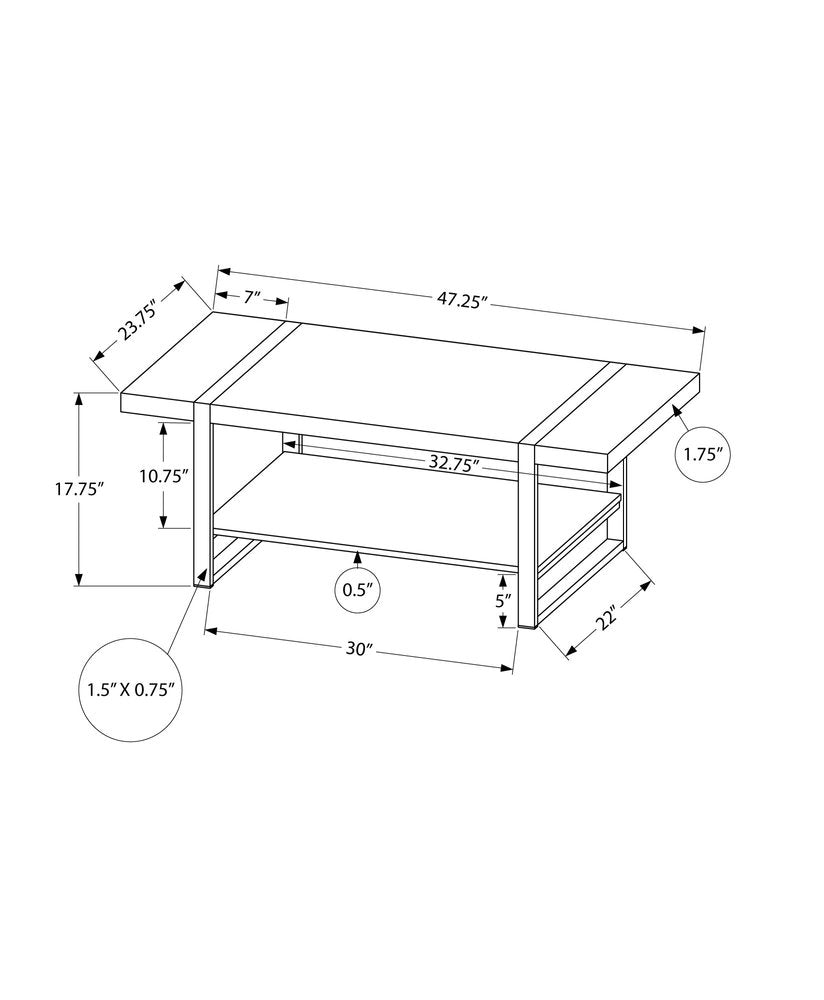 47" Brown And Black Wood Coffee Table With Shelf