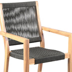 Set of Two 23" Charcoal and Natural Wood Solid Wood Outdoor Arm Chair