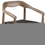 Set of Two 22" Black and Natural Wood Solid Wood Outdoor Dining Chairs