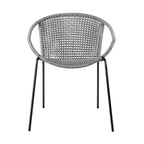 Set of Two 25" Gray Metal Outdoor Dining Chair