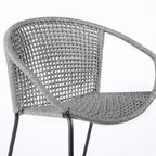 Set of Two 25" Gray Metal Outdoor Dining Chair