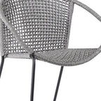 Set of Two 25" Gray Metal Outdoor Dining Chair