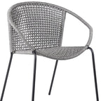 Set of Two 25" Gray Metal Outdoor Dining Chair