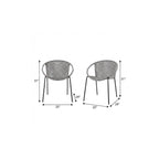 Set of Two 25" Gray Metal Outdoor Dining Chair