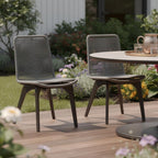 Set of Two 18" Silver Solid Wood Outdoor Dining Chair