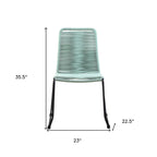 Set of Two 23" Green Metal Outdoor Dining Chair