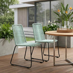Set of Two 23" Green Metal Outdoor Dining Chair
