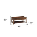 48" Brown Wood Lift Top Coffee Table With Shelf