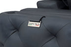90" Gray Italian Leather Sofa With Silver Legs