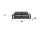 90" Gray Velvet Sofa With Silver Legs