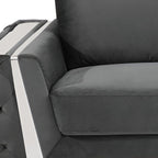 90" Gray Velvet Sofa With Silver Legs