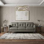 83" Green Leather Sofa With Black Legs