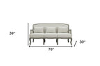 76" Cream Linen Sofa With Brown Legs