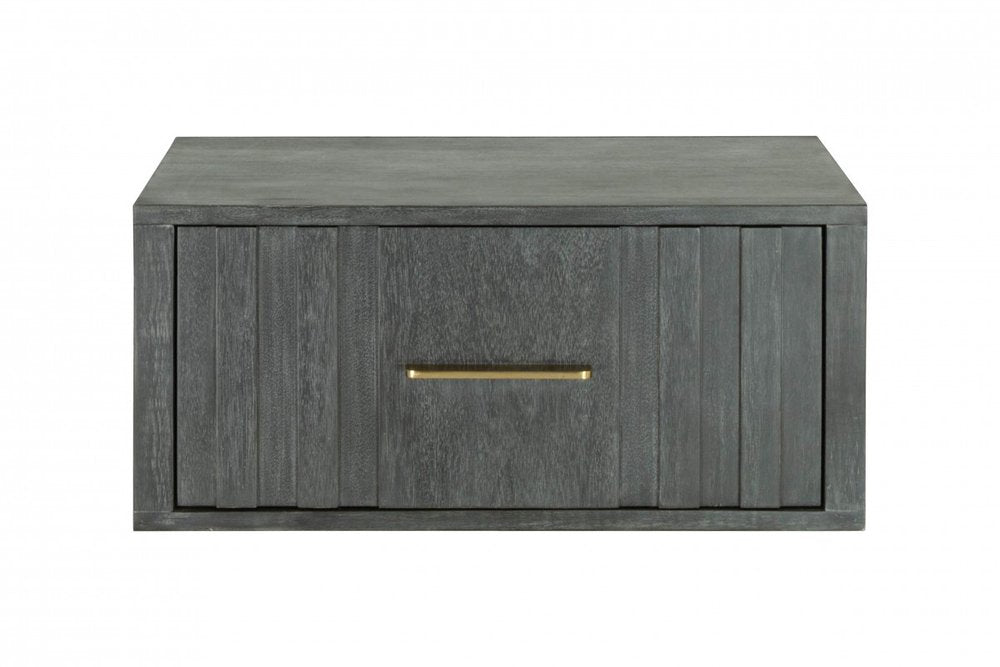 12" Gray Solid and Manufactured Wood One Drawer Nightstand