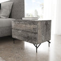 21" Gray Iron and Wood Two Drawer Nightstand