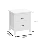 22" Solid Wood Two Drawer Nightstand