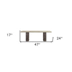 24" Gray And Dark Gray Solid Wood And Concrete Coffee Table
