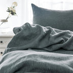 Set of Two Slate Gray Linen Standard Pillowcases