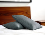 Set of Two Slate Gray Linen Standard Pillowcases