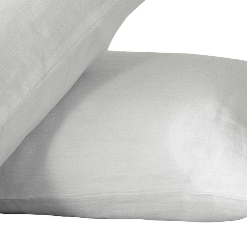 Set of Two Light Gray Linen King Pillowcases