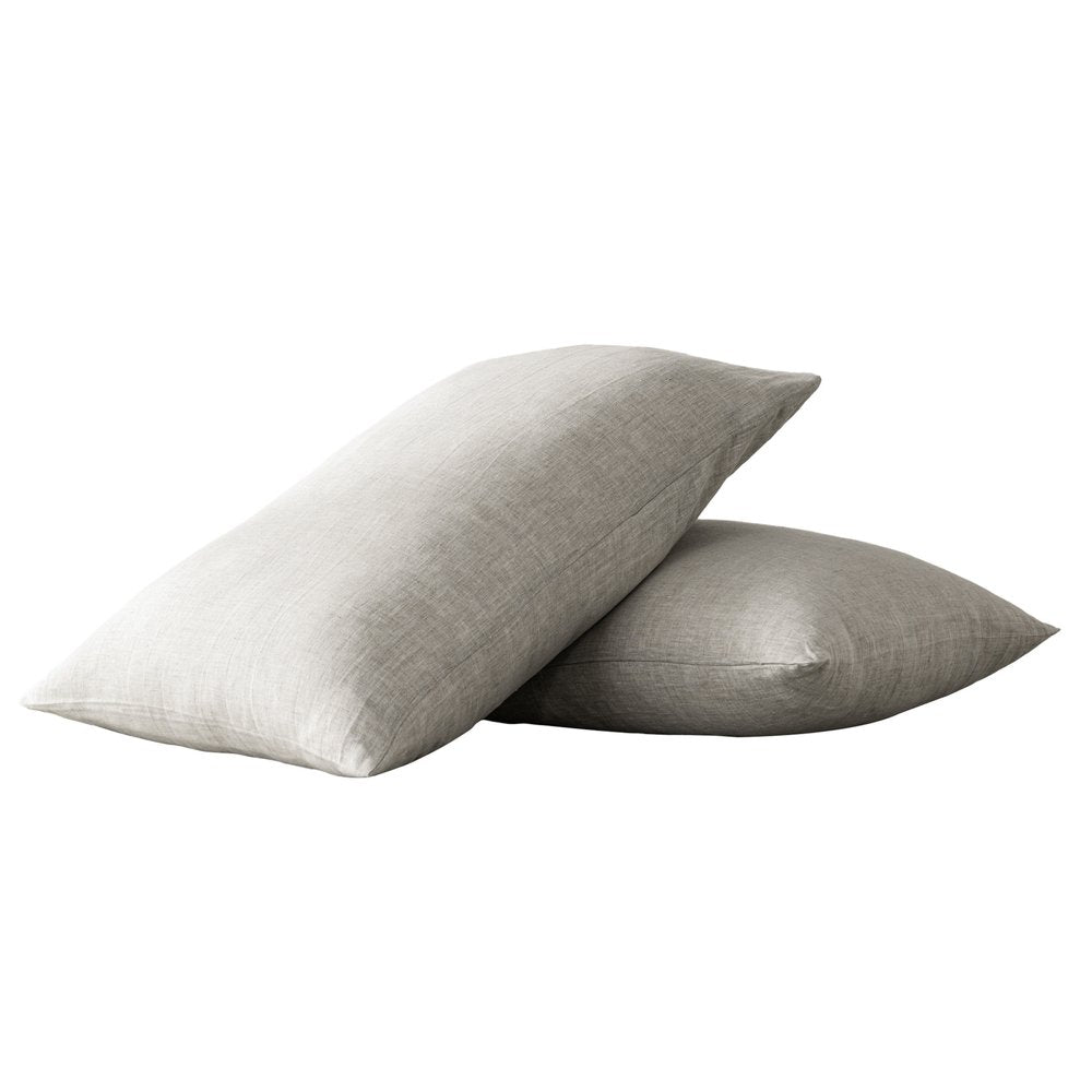 Set of Two Light Gray Linen King Pillowcases