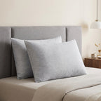Set of Two Light Gray Linen King Pillowcases