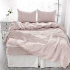 Four Piece Light Pink Linen Full Double Sheet Set
