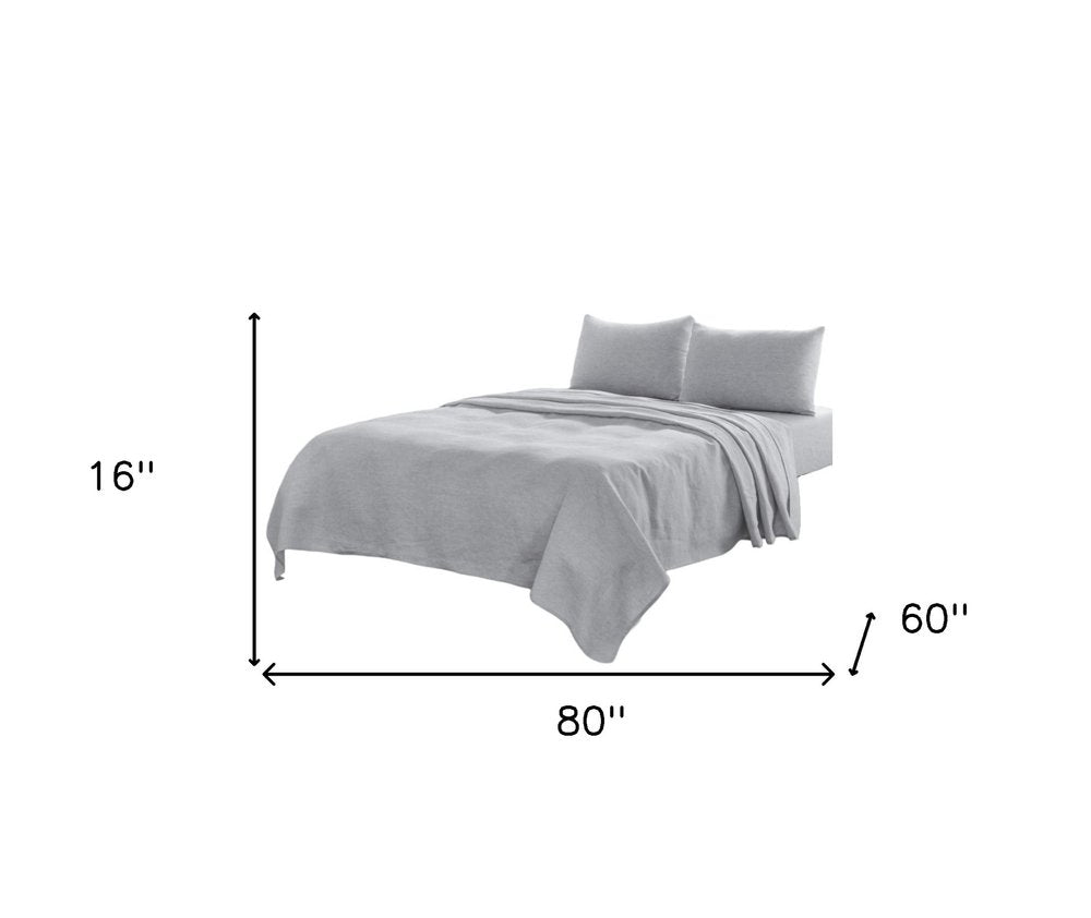 Four Piece White Linen Queen Sheet Set