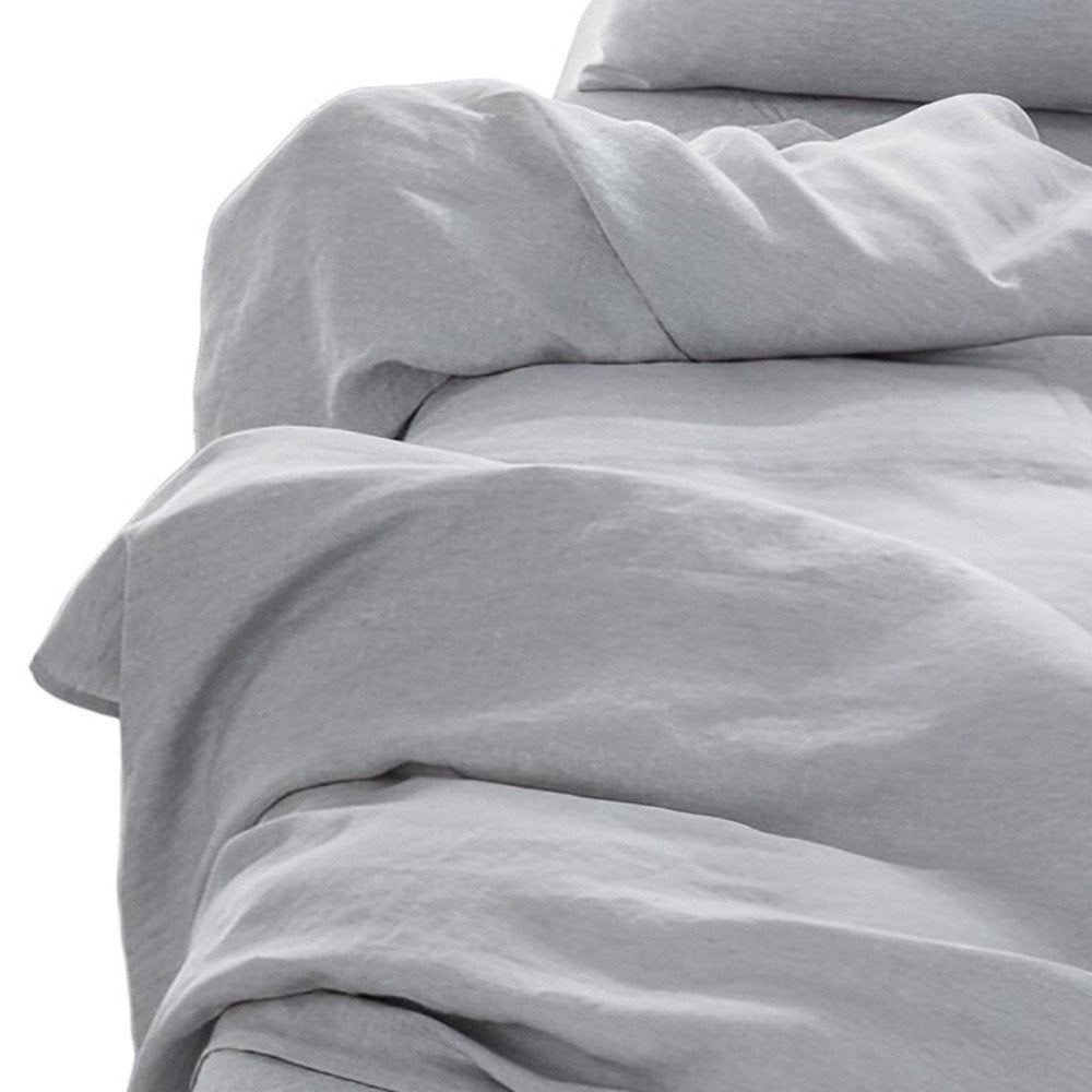 Four Piece White Linen Queen Sheet Set