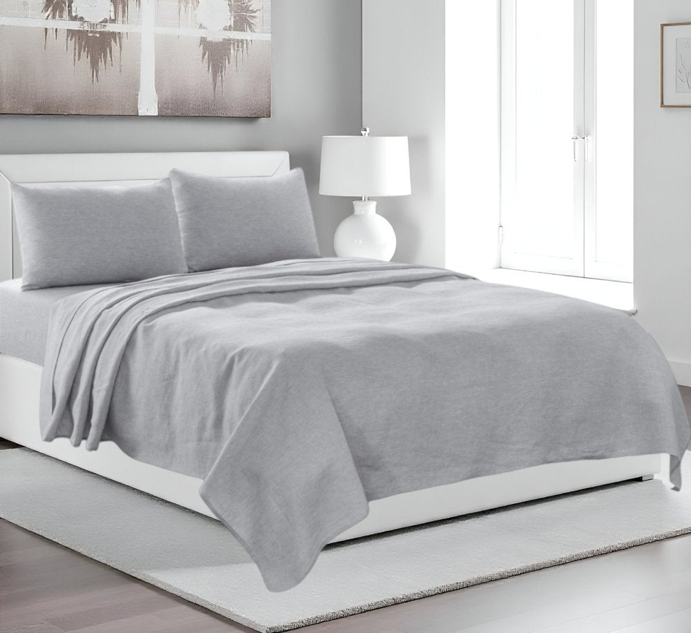 Four Piece White Linen Queen Sheet Set