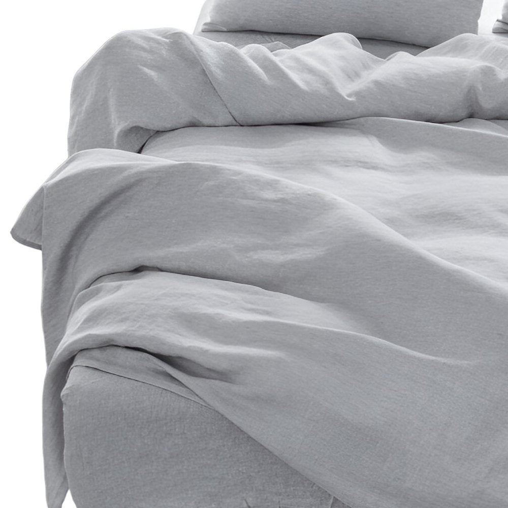 Four Piece White Linen Queen Sheet Set
