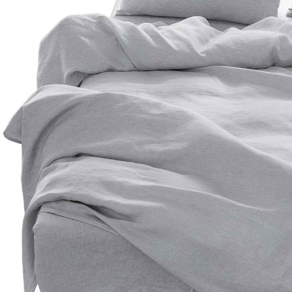 Four Piece White Linen Queen Sheet Set