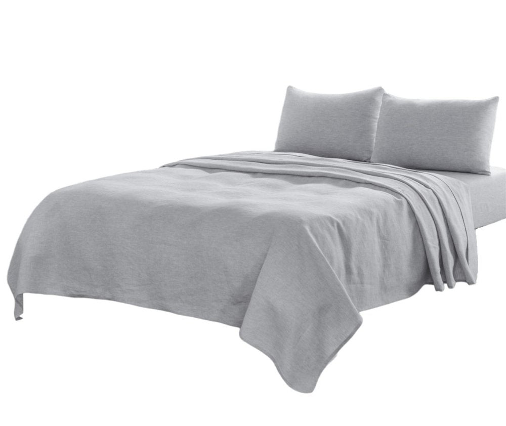 Four Piece Light Gray Linen King Sheet Set