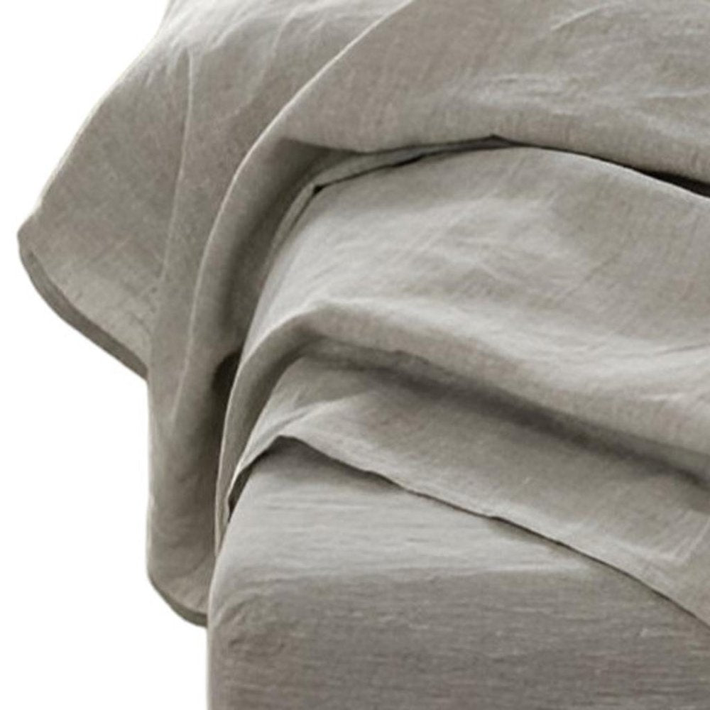 Four Piece Light Gray Linen Sheet Set