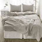Four Piece Light Gray Linen California King Sheet Set