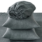 Four Piece Light Gray Linen King Sheet Set