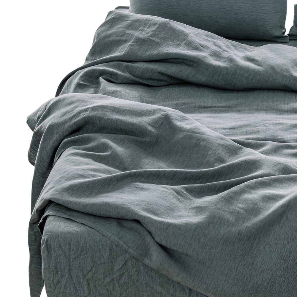 Four Piece Light Gray Linen King Sheet Set