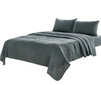Four Piece Light Gray Linen California King Sheet Set