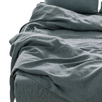 Four Piece Light Gray Linen California King Sheet Set