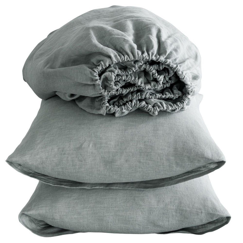 Four Piece White Linen Queen Sheet Set