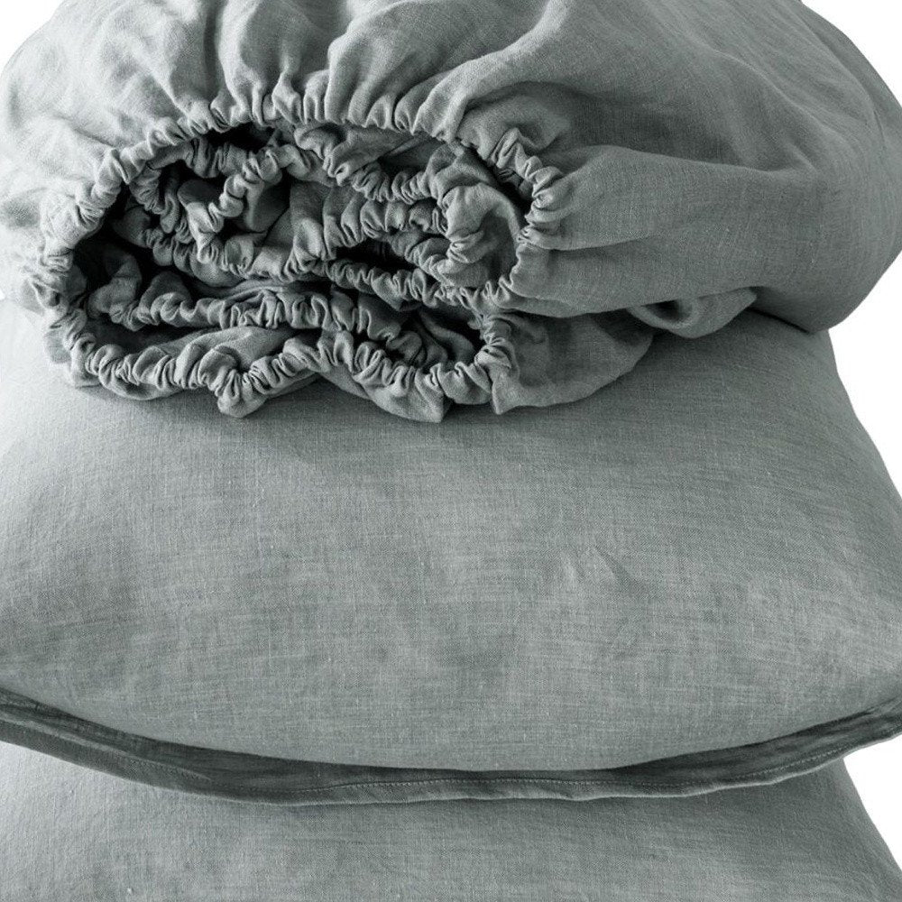 Four Piece White Linen Queen Sheet Set
