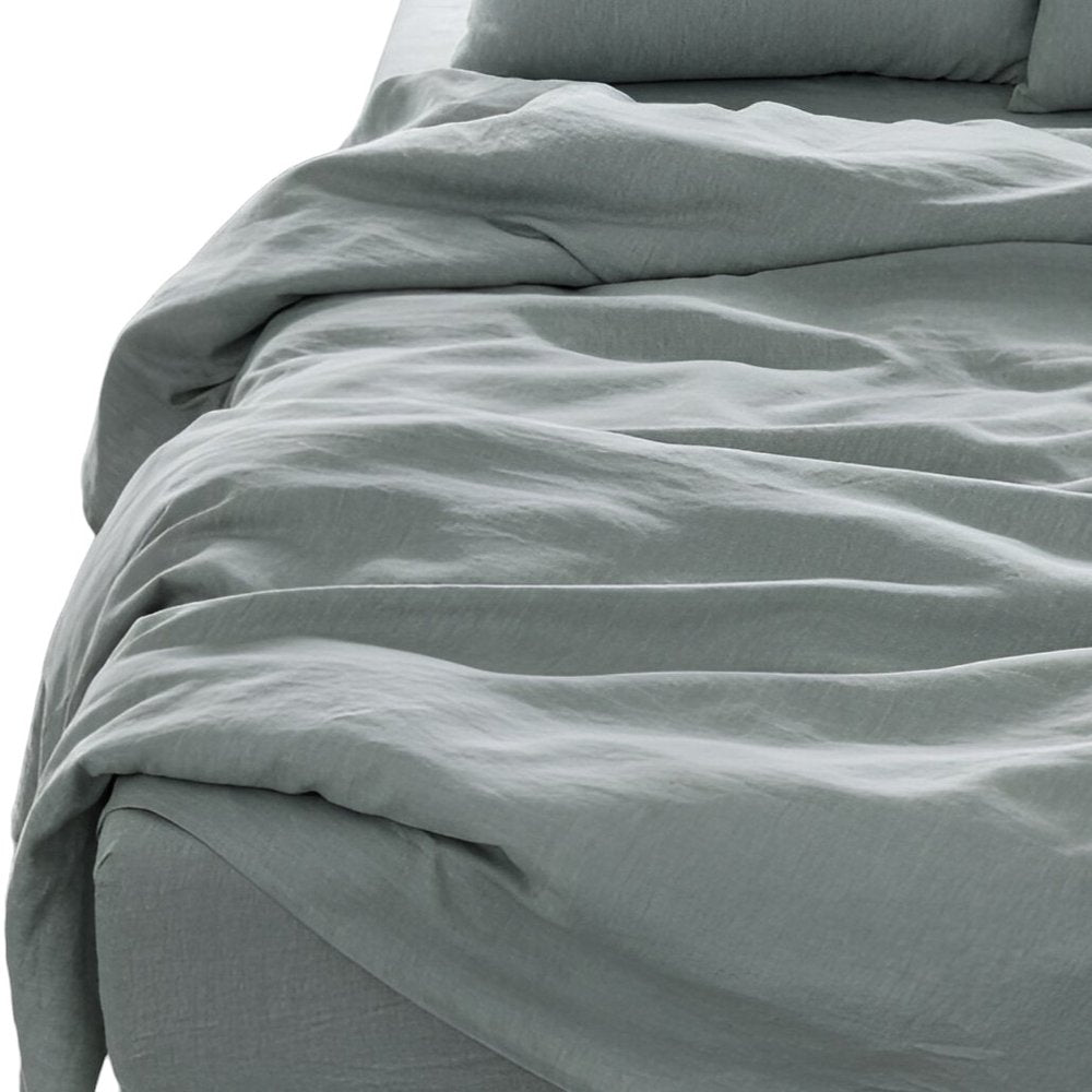 Four Piece White Linen Queen Sheet Set