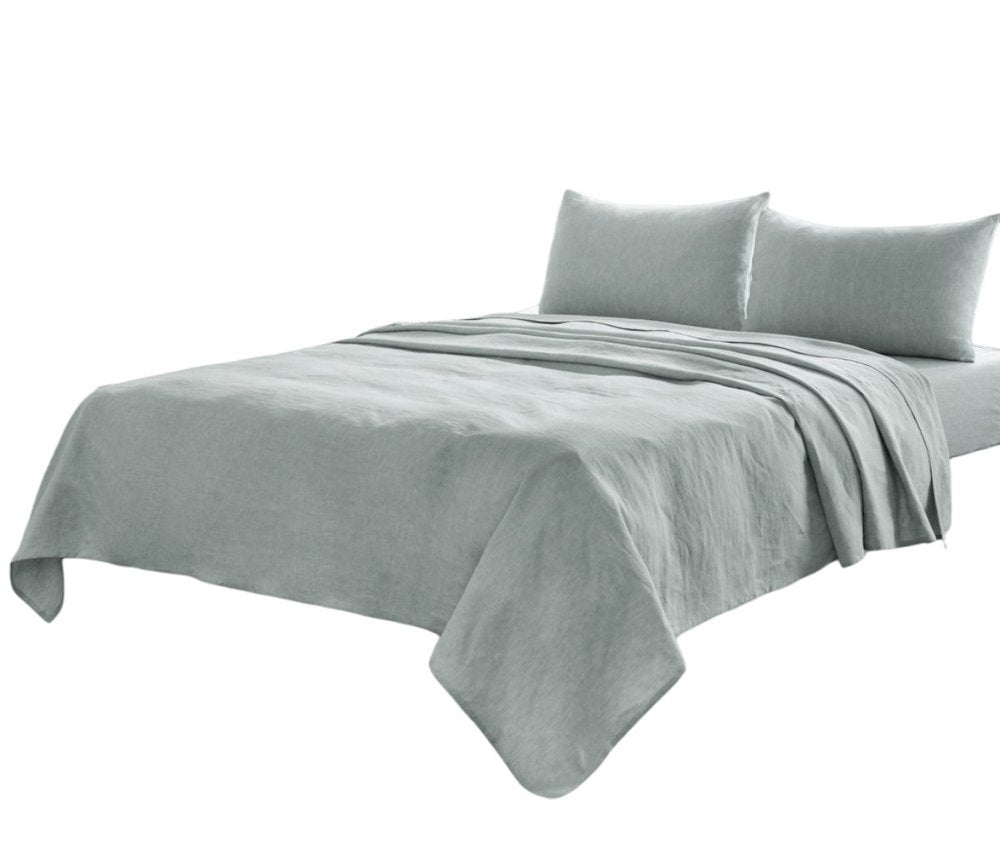Four Piece White Linen Queen Sheet Set