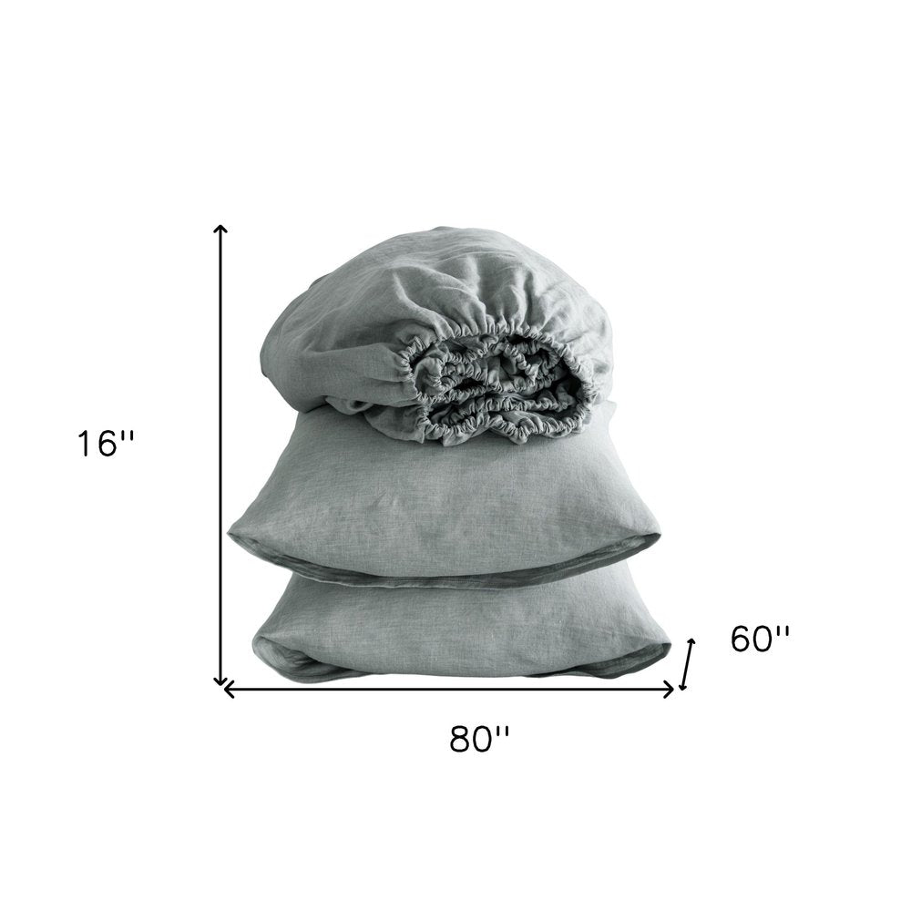 Four Piece Light Pink Linen Queen Sheet Set