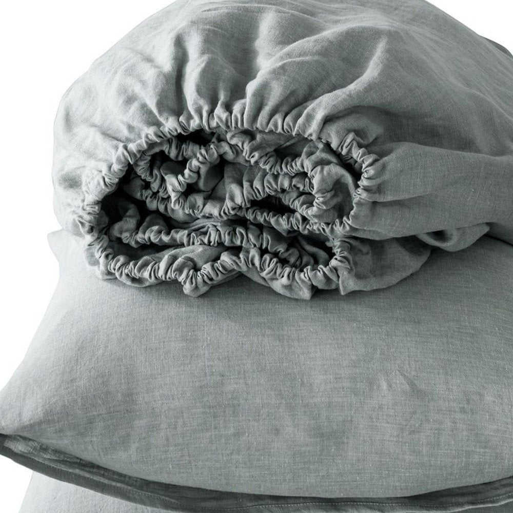 Four Piece White Linen Sheet Set